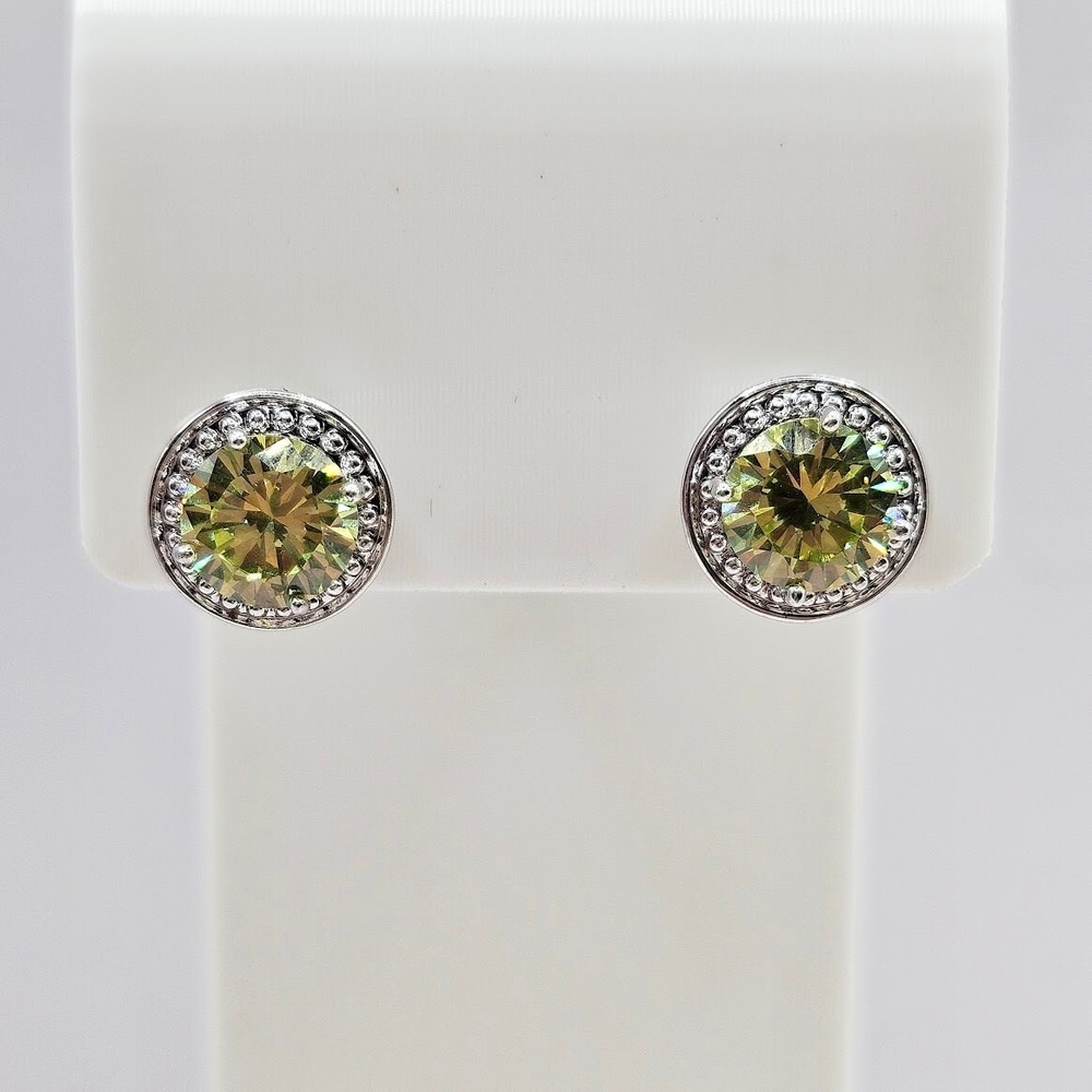 Ring Bomb Party Round Halo Lime Green Rhinestone Stud Earrings‎ RBP Chic Classy